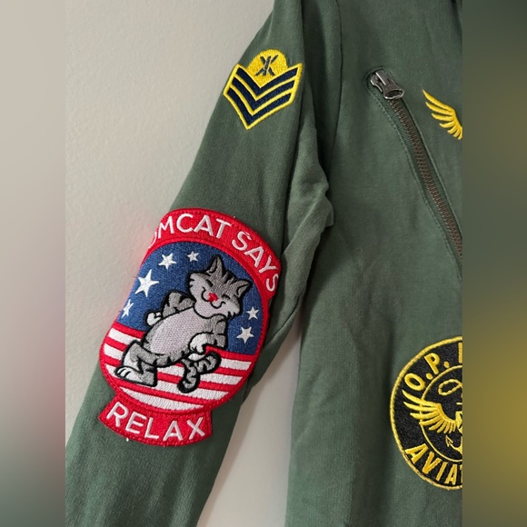 Onepiece Aviator Onesie Jungle Green jumpsuit hoodie top gun themed - Picture 5 of 14